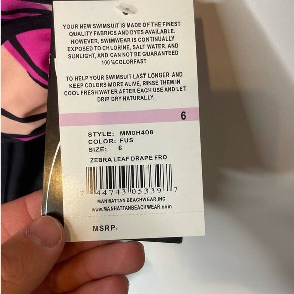 NWT Maxine by Hollywood One Piece Swimsuit 6 Abstract Zebra Beach Summer V-Neck - Picture 4 of 6